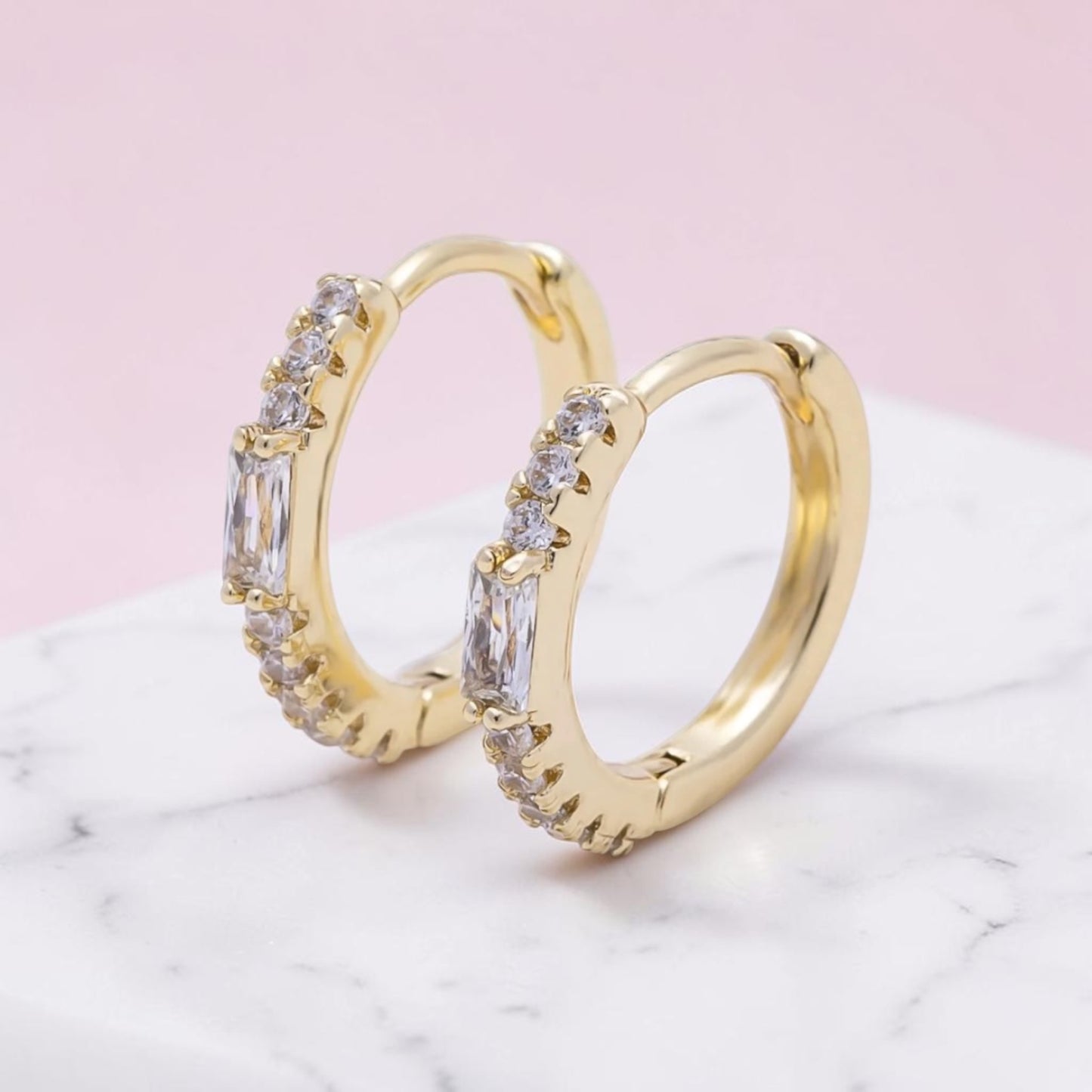 Baguette Micro Paved CZ Earrings