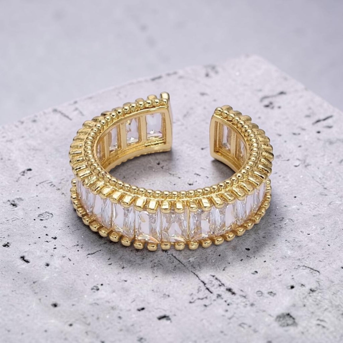 CZ Baguette Lined Band
