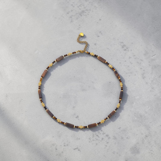 Tiger's Eye Tubular Gemstone Necklace