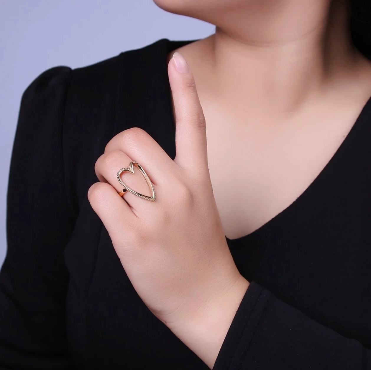 Open Cut Out Heart Ring