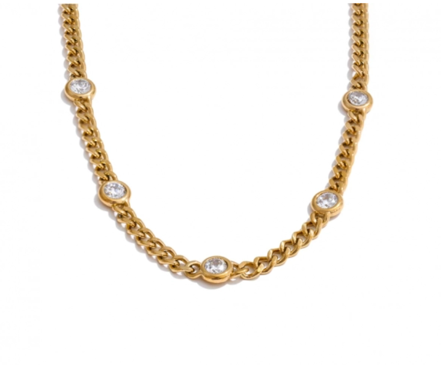 Shiny CZ Cubin Chain Necklace