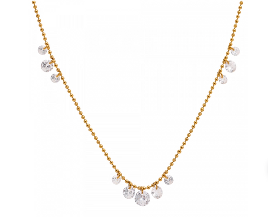 Golden Ball Chain With CZ Dangles