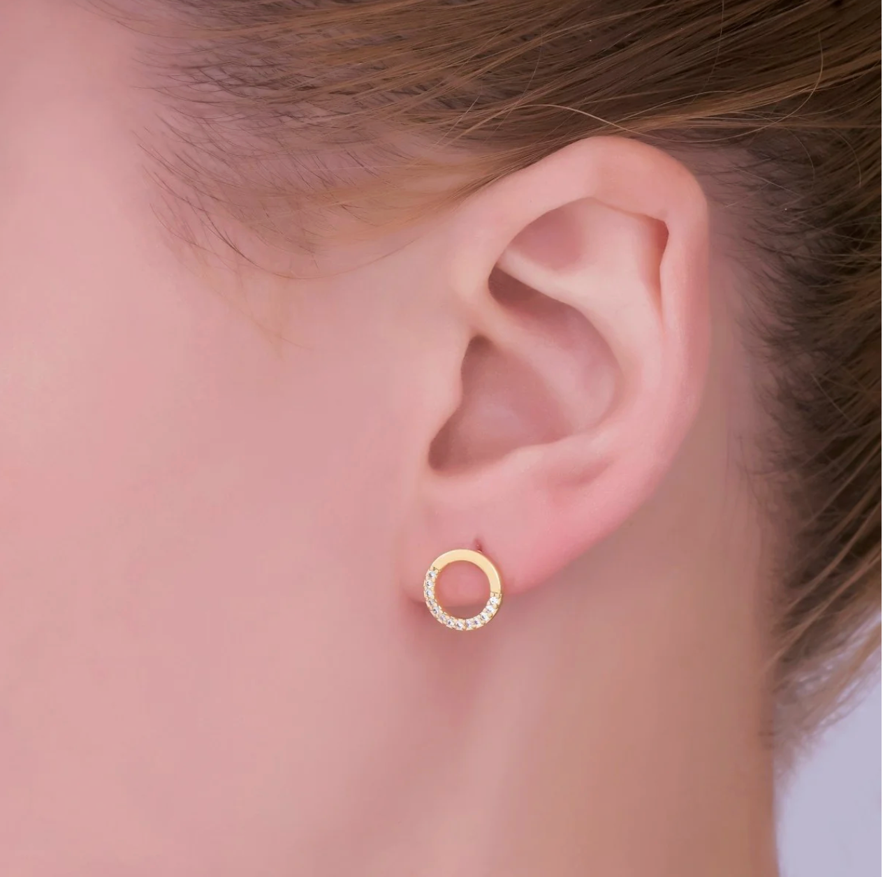 Micro Paved CZ Open Round Stud Earrings