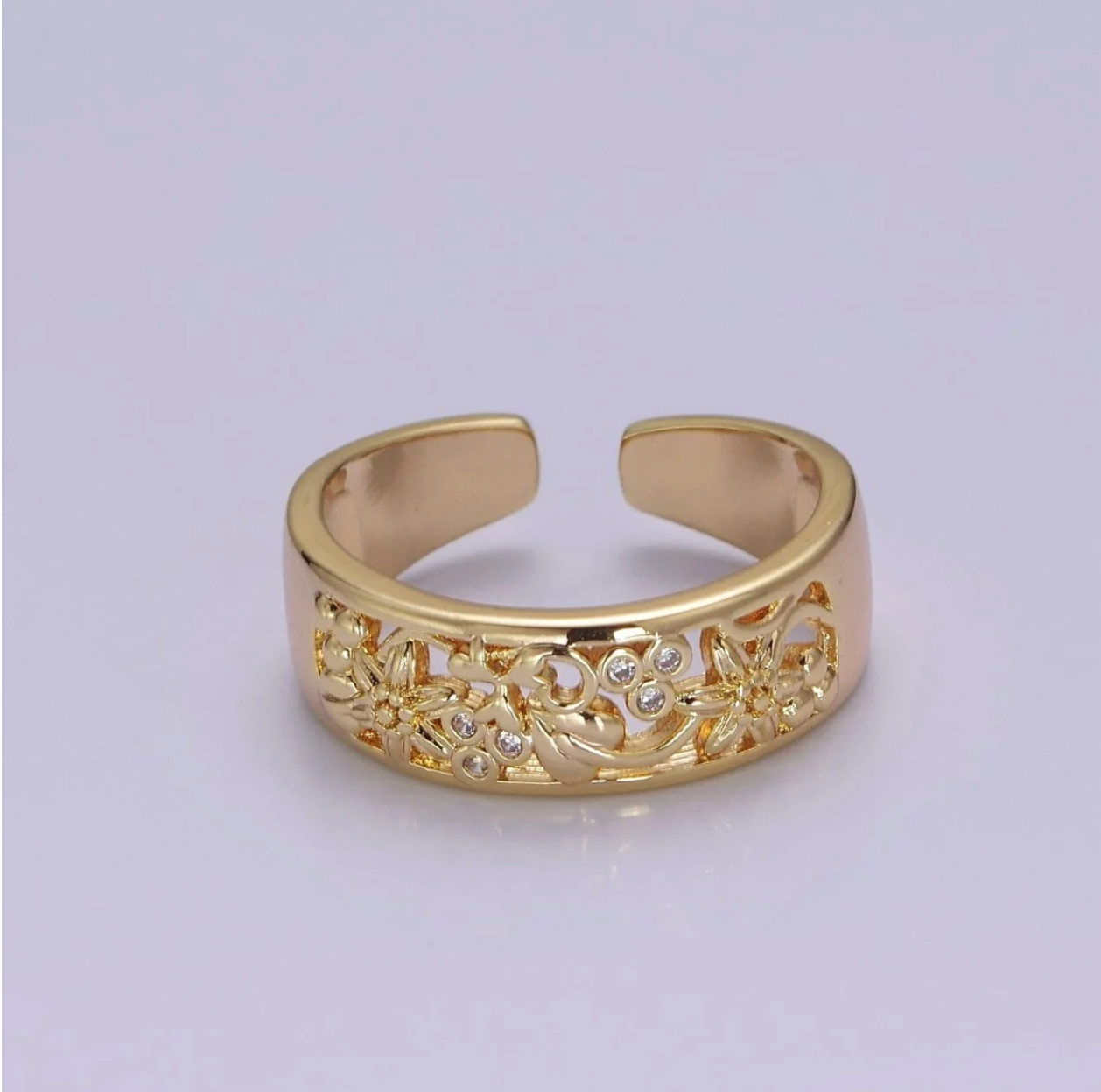 Dainty Art Deco Flower Ring