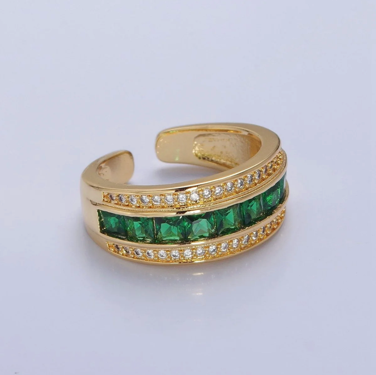 Emerald CZ Statement Ring