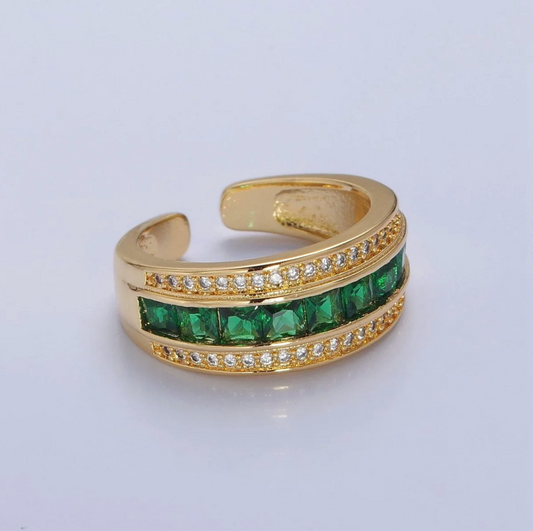 Emerald CZ Statement Ring