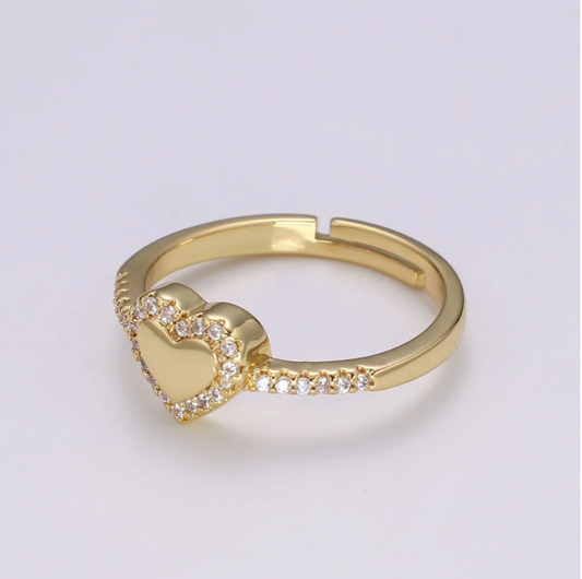 Dainty CZ Paved Heart Ring
