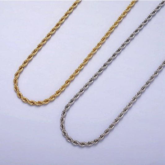 3mm Twisted Rope Chain Necklace