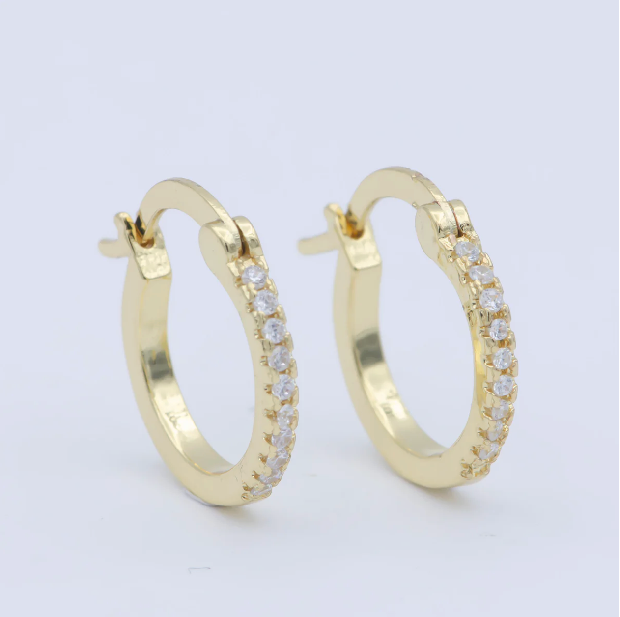 Micro Paved CZ Latch Hoop Earrings