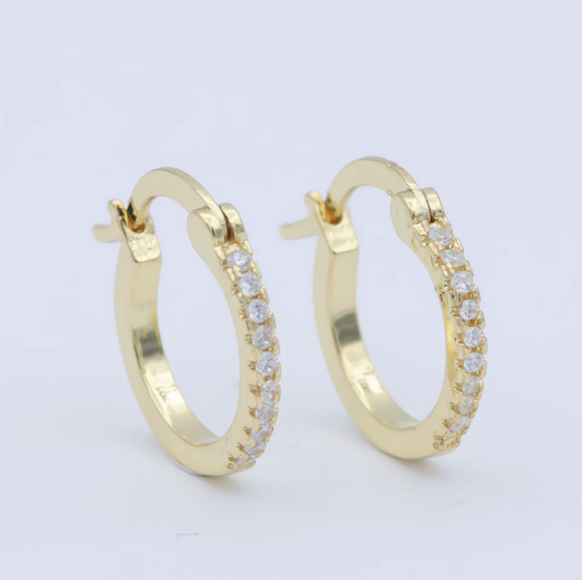 Micro Paved CZ Latch Hoop Earrings
