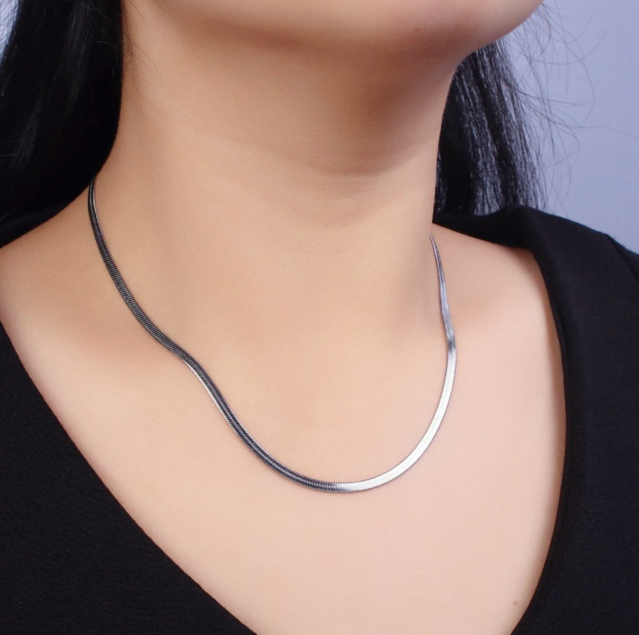 3mm Silver Snake Herringbone Chain