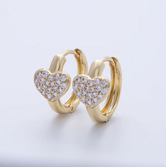 Micro CZ Filled Heart Huggie