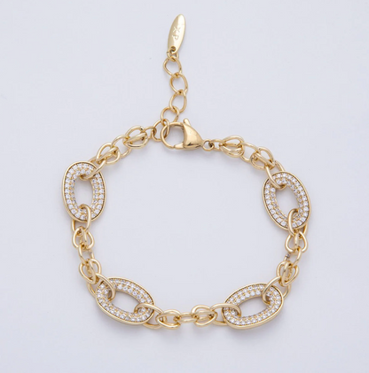 Hollow Oval Micro Paved CZ Bangle Bracelet