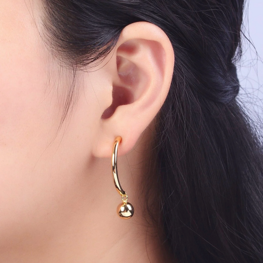 Half Hoop Round Ball Dangle Earrings