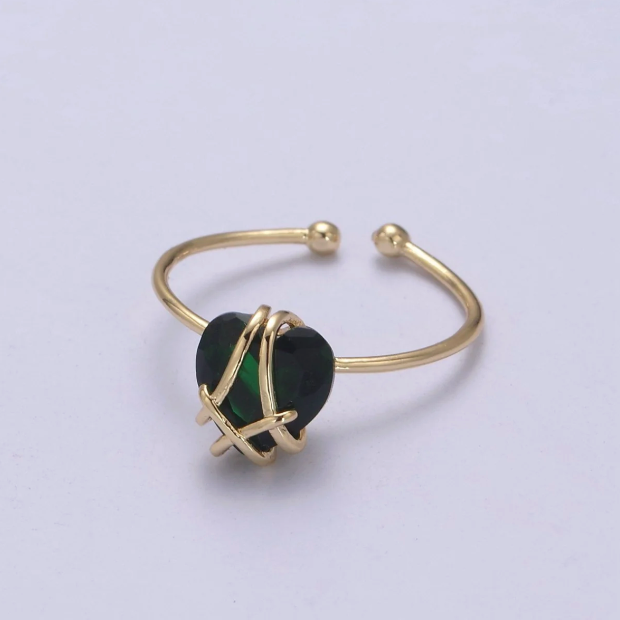 Birthstone Heart Wrapped Wire Ring