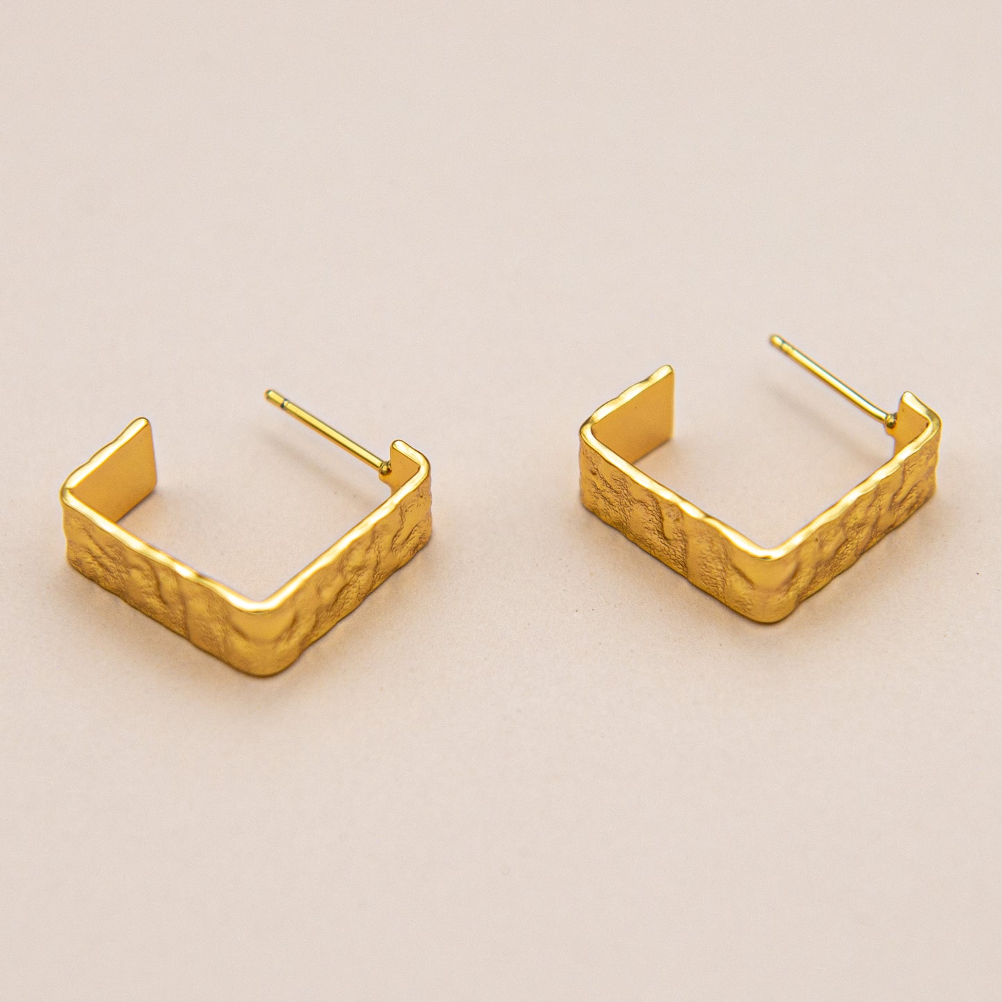 Hammered  14K Gold-Filled Square Earrings