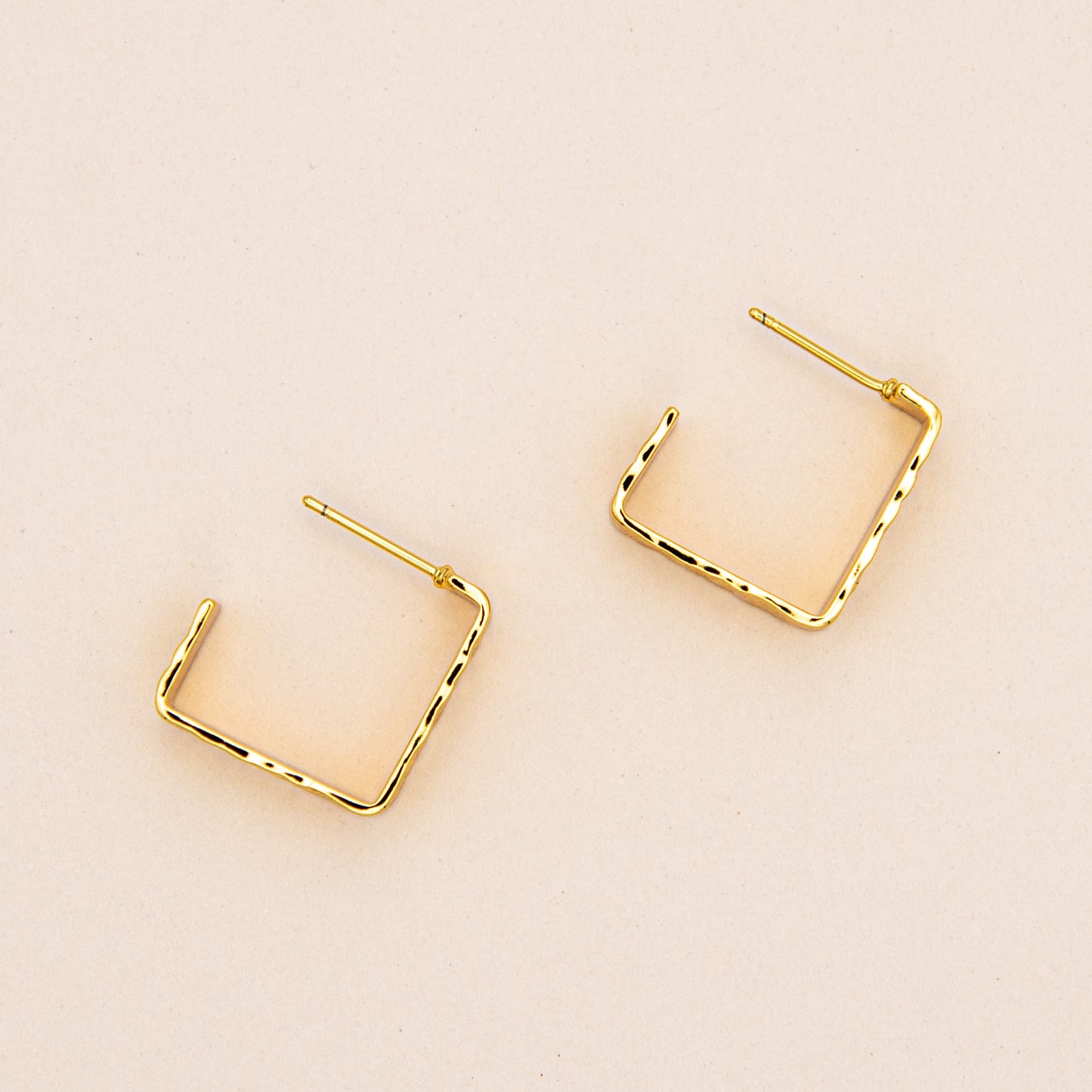 Hammered  14K Gold-Filled Square Earrings