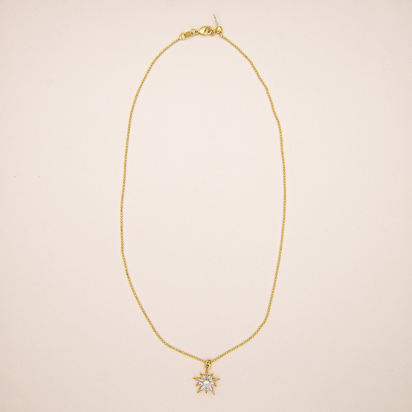 Baguette Snowflake Charm Necklace