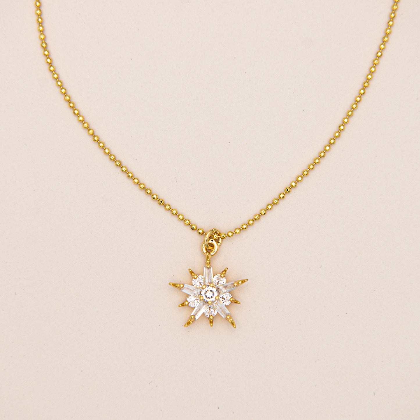 Baguette Snowflake Charm Necklace