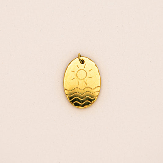 Celestial Engraved Oval Beach Charm