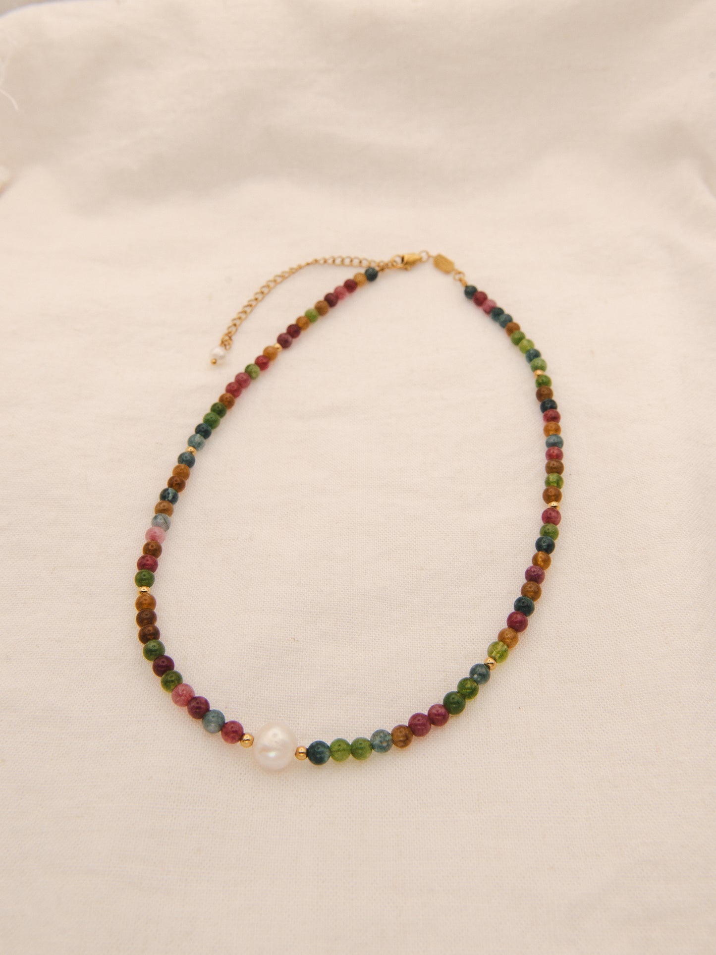 Tourmaline Stone Pearl Necklace
