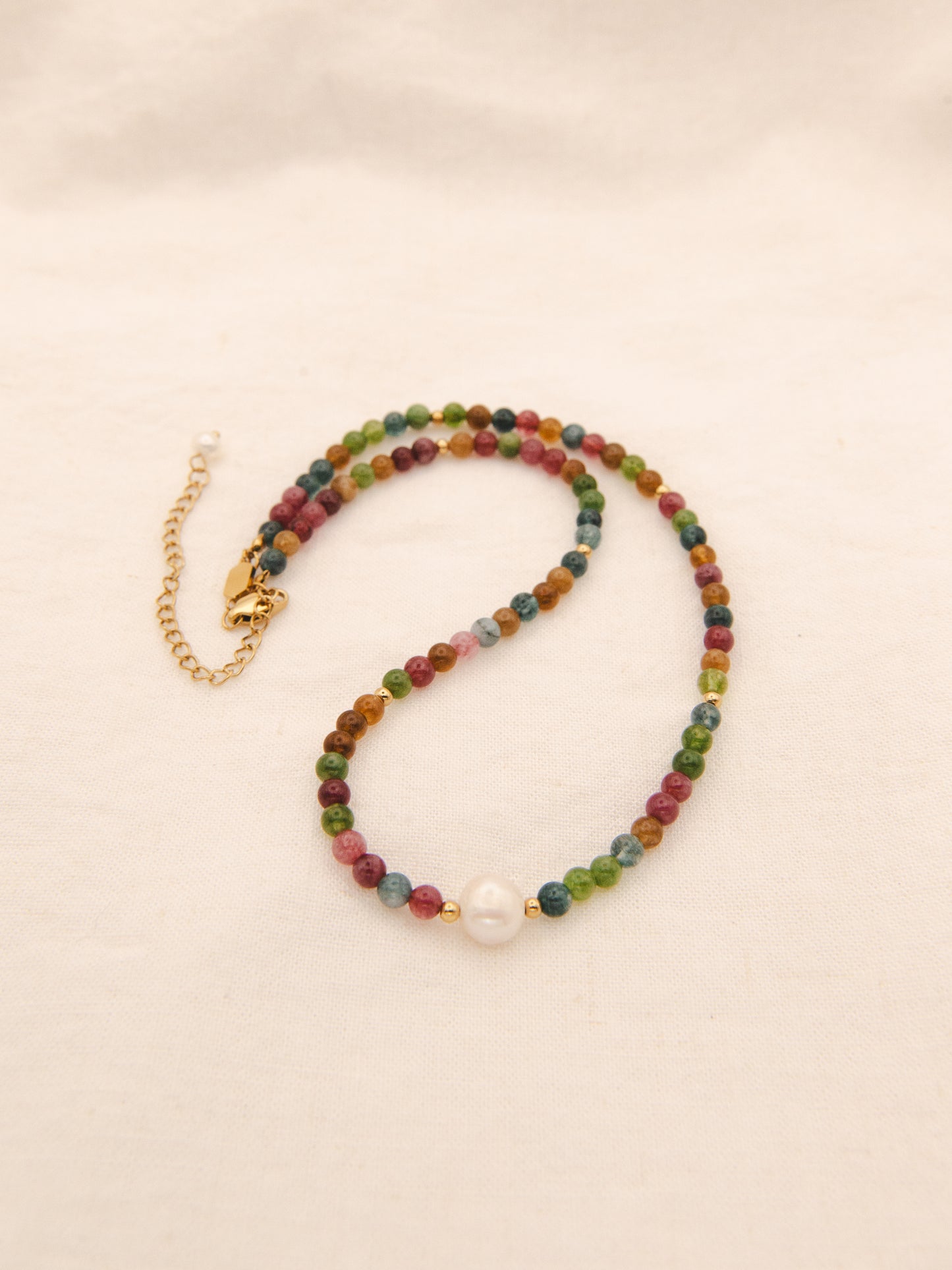 Tourmaline Stone Pearl Necklace