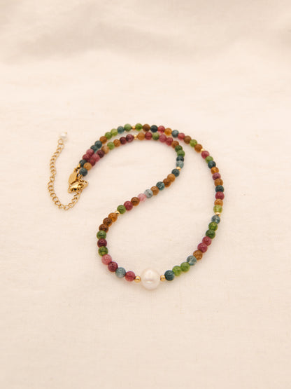 Tourmaline Stone Pearl Necklace