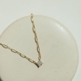 1 CTW Square cut Solitaire Diamond Necklace