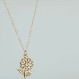 10KY Gold Flower Dangle Necklace